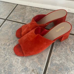 Also Suede Orange Red Sandals